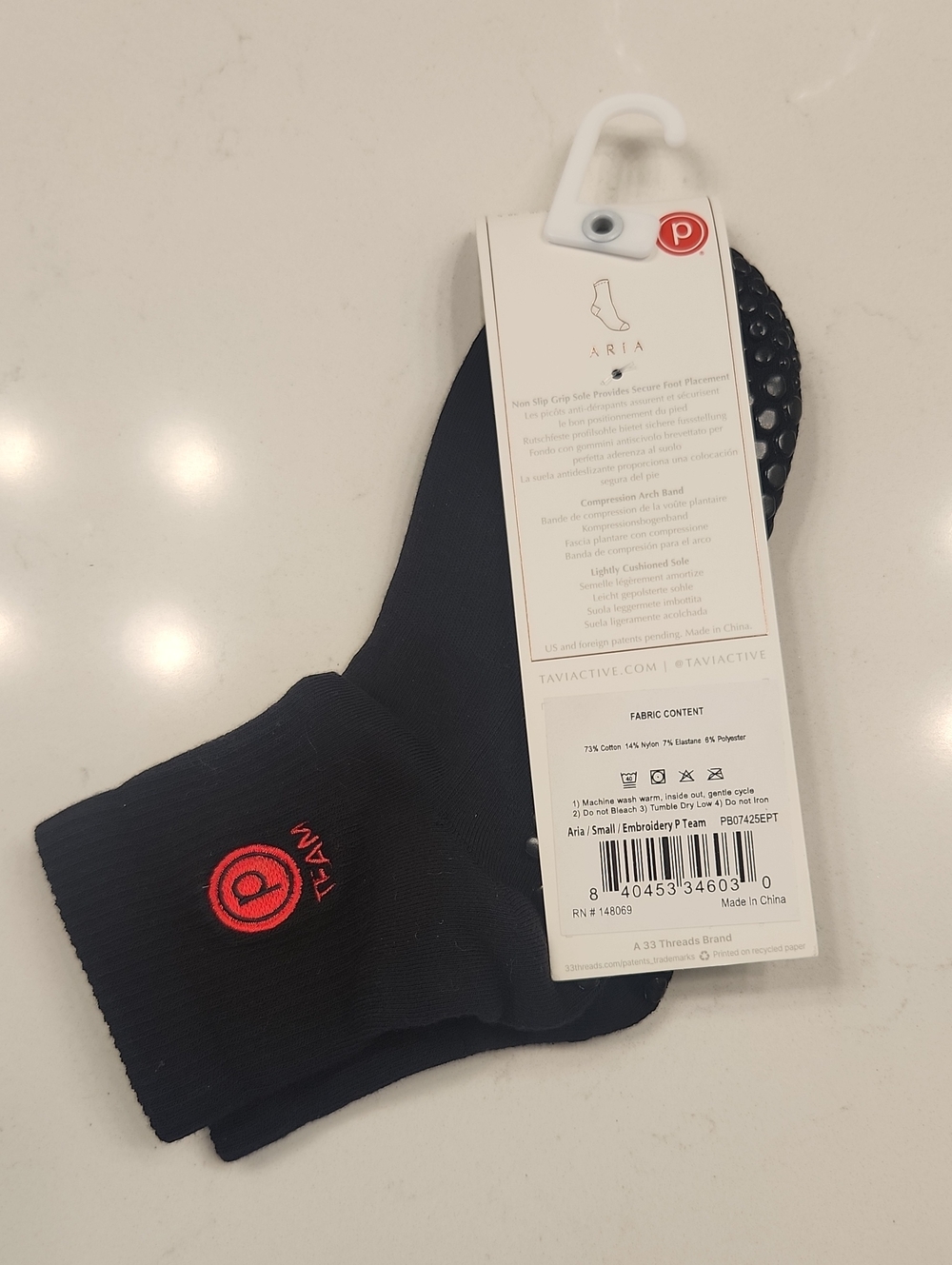 NWT - Pure Barre by Tavi Black Grip Crew Socks - Picture 2 of 4